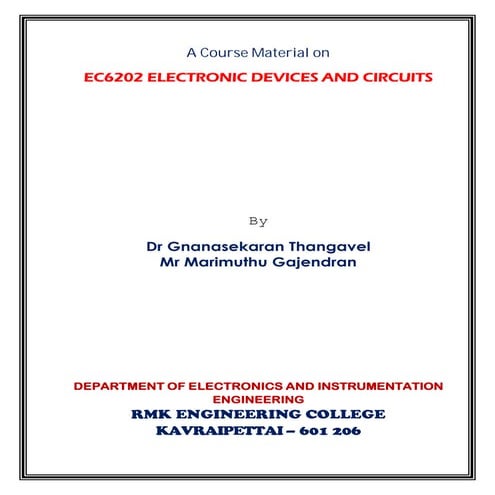 EC6202 ELECTRONIC DEVICES AND CIRCUITS NOTES