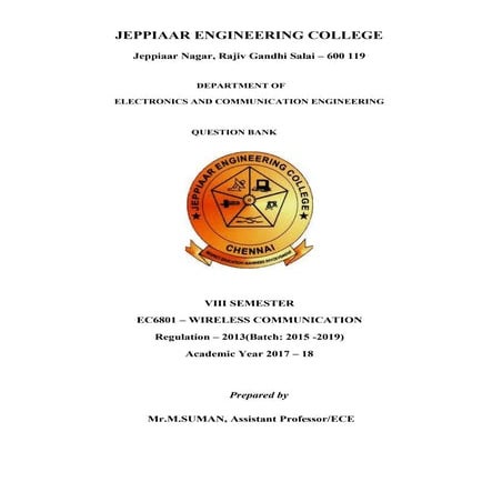 EC3501 Wireless Communication QUESTION BANK | PDF