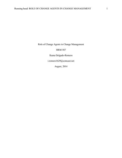 Role of Change Agents In Change Management