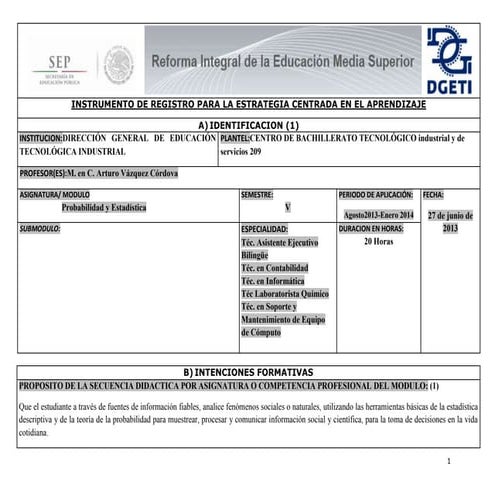 ECA 1-Probabilidad y Estadística Agosto 2013-Enero 2014