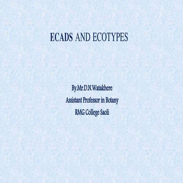Ecads and ecotypes