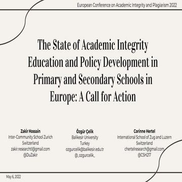The State of Academic Integrity Education and Policy Development in Primary a...