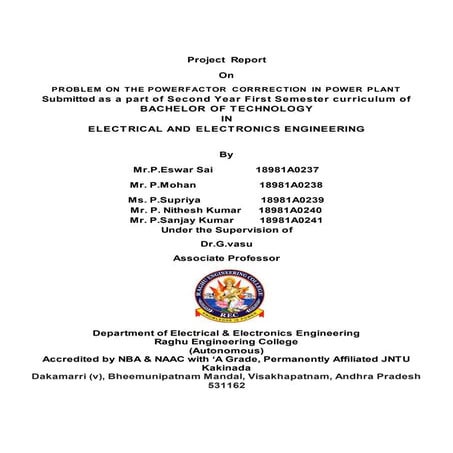 PROBLEM ON THE POWERFACTOR CORRRECTION IN POWER PLANT
