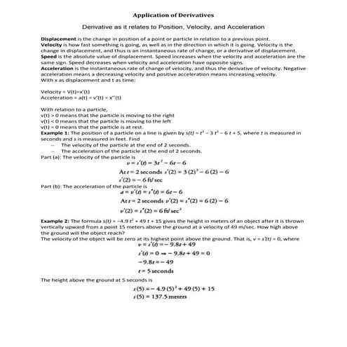 Calculus Final Review Joshua Conyers