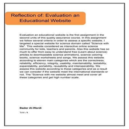 Ecaluating eduacationa website reflection
