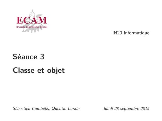 Python avancé : Classe et objet
