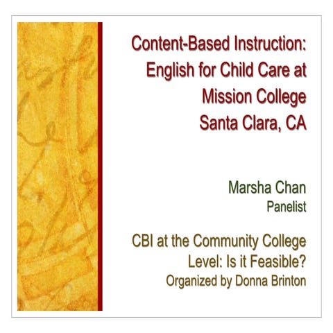 Content-Based Instruction: English for Child Care at Mission College