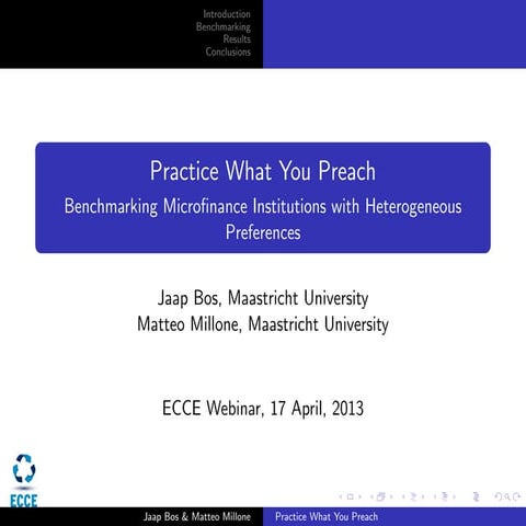 Practice What you Preach - Benchmarking Microfinance Institutions with Hetero...