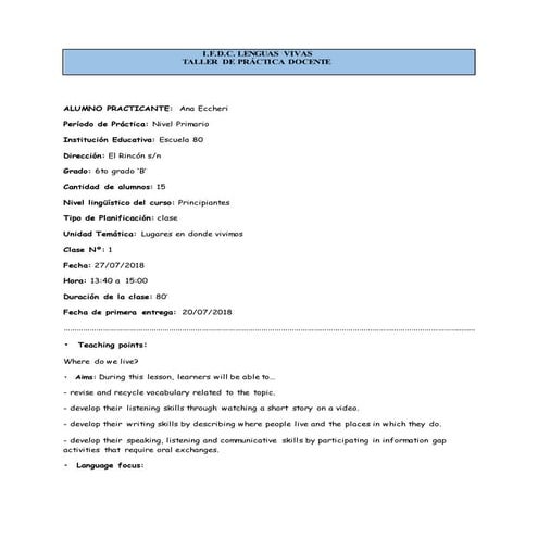 Lesson Plan for English Grade 2 - Easy11 | DOCX