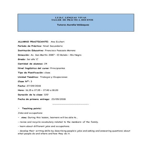 Secondary level - Lesson plan 3