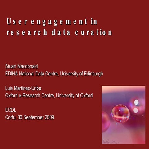 User engagement in research data curation