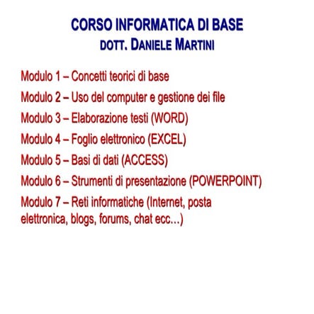 Ecdl Modulo 1 Concetti teorici di base