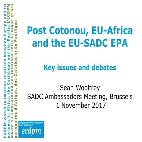 Post Cotonou, EU-Africa and the EU-SADC EPA: Key issues and debates