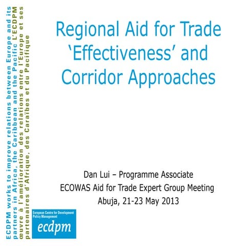 Regional aid for trade 'effectiveness' and corridor approaches