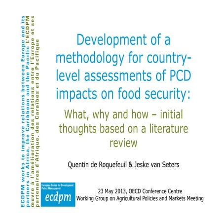 Development of a methodology for country-level assessments of PCD impacts on ...