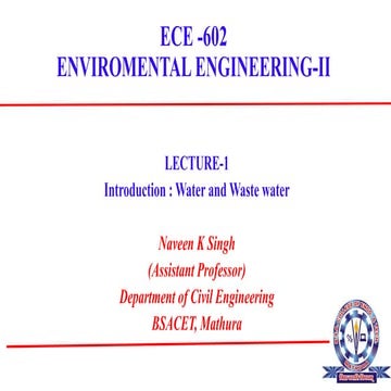 Introduction of water and wastewater
