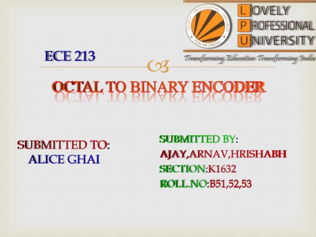 Octal to binary encoder