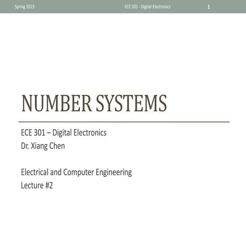 Ece 301   lecture 2 - number systems and codes
