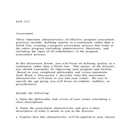 ECE 312AssessmentThree important characteristics of 