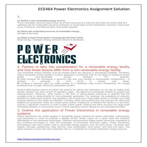 Ece464 power electronics assignment solution