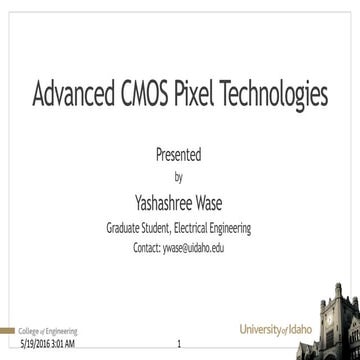 Advanced CMOS Pixel Technology - Yashashree Wase