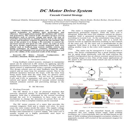 DC Motor Drive System (Cascade Control Strategy)