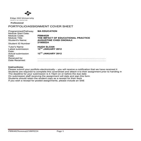 The Impact of Educational Practice Project