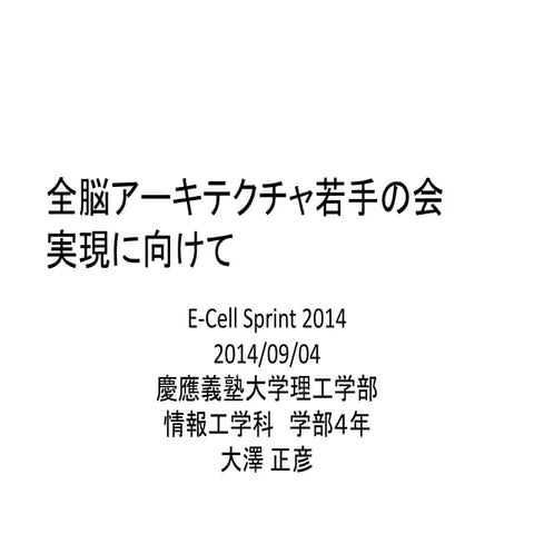 全脳アーキテクチャ勉強会若手の会実現に向けて E-cell sprint 2014