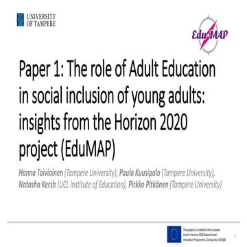 The role of Adult Education in social inclusion of young adults: insights fro...