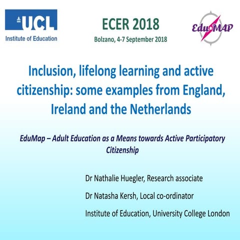 Inclusion, lifelong learning and active citizenship: some examples from Engla...
