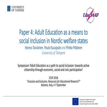 Adult education as a means to social inclusion in Nordic welfare states