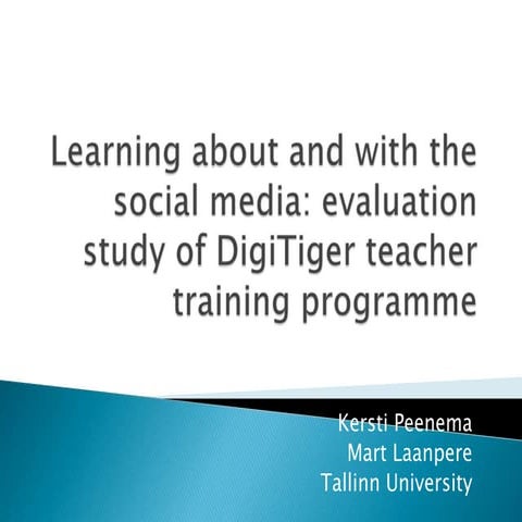 Ecer2010 3 - "Learning about and with the social media: evaluation study of D...