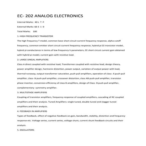 Ece syllabus