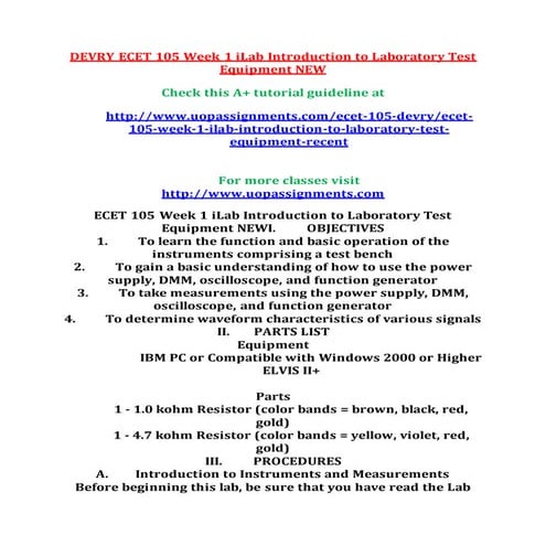 ECET 105 Entire Course NEW