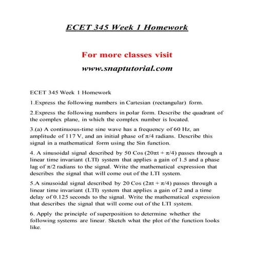 Ecet 345  Success Begins / snaptutorial.com