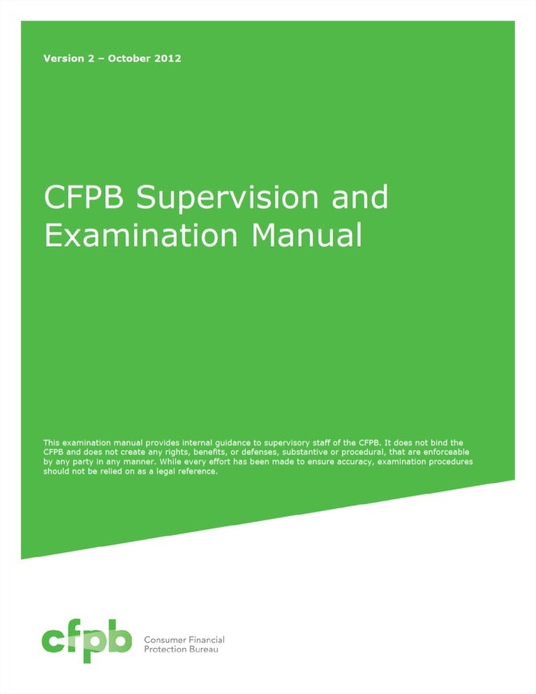CFPB Supervision and Examination Manual