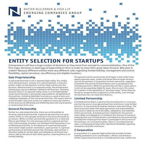 Entity Selection for Startups