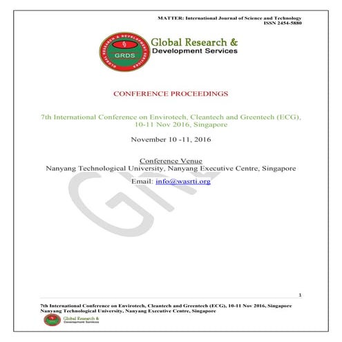 ECG proceedings of November 2016,Singapore