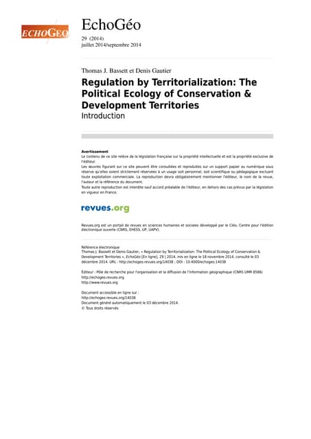 Echogeo 14038-29-regulation-by-territorialization-the-political-ecology-of-conservation-amp-development-territories