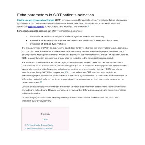 Echo parameters in crt patients selection | DOCX