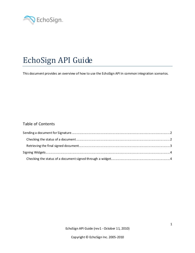 EchoSign ESignature API Guide