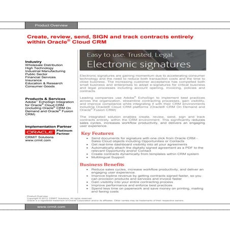 Echosign integration for Oracle Cloud CRM