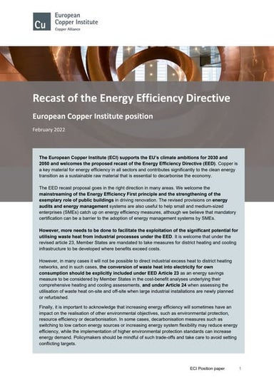 ECI position on the revision of the Energy Efficiency Directive