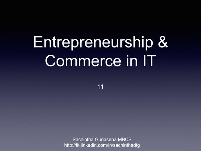 Entrepreneurship & Commerce in IT - 11 - Security & Encryption