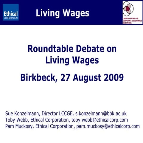 EC LCCGE Debate on Living Wages 27 08 09