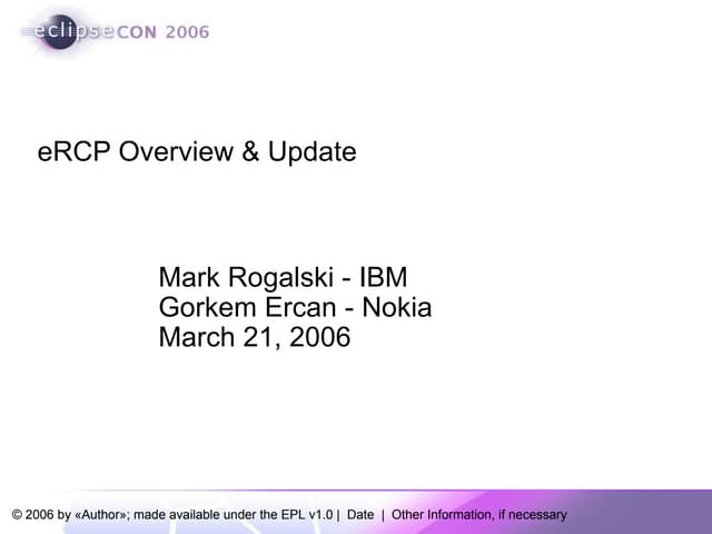 eRCP Overview  and Update '06