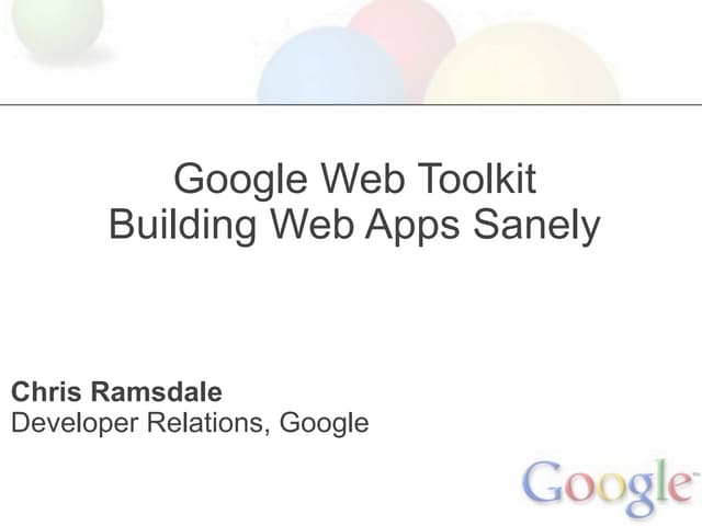 Building Web Apps Sanely - EclipseCon 2010