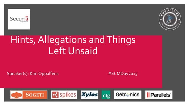 ECMDay2015 - Kim Oppalfens – Microsoft System Center Configuration Manager: H...