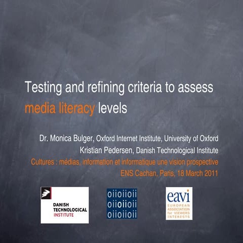 Developing media literacy indicators for Europe