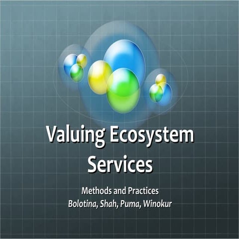 Presentation: Valuing Ecosystem Services, Methods and Practices